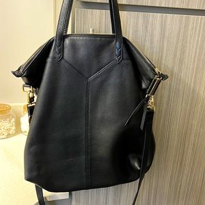 Stella & Dot Black Leather Covet Bag